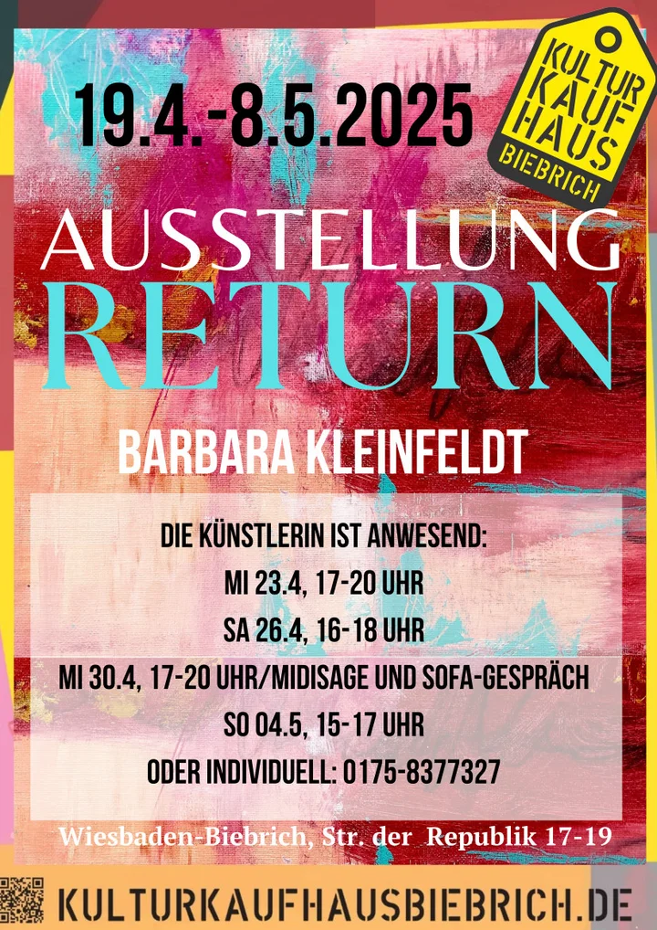 Midissage mit Sofagespräch zur Ausstellung RETURN der Künstlerin Barbara Kleinfeldt